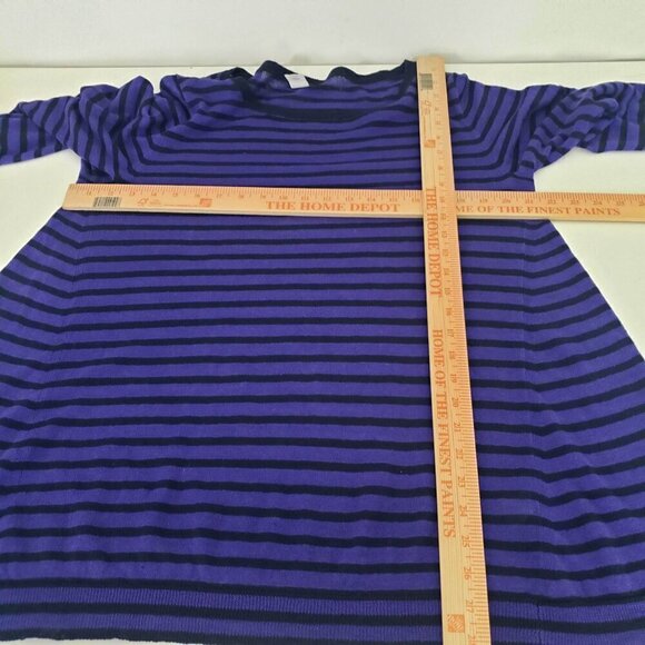 J Crew 100% Linen Shirt Stripe Lightweight Summer Blue Black Womens Size Medium - Picture 6 of 9